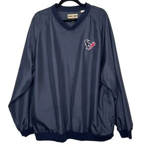 Houston Texans Mens Size XL Blue V-Neck Pullover Long Sleeve Shirt Logo Pockets
